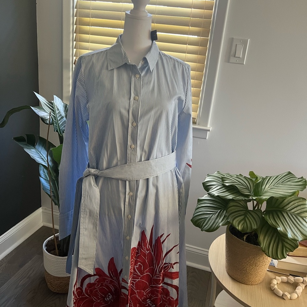Tommy Hilfiger Blue and Red Long Sleeve Dress